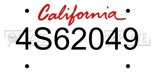 4S62049 California License Plate