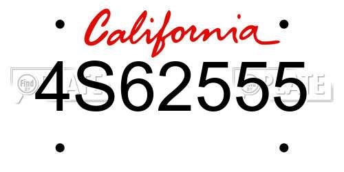 4S62555 California License Plate