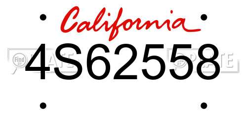 4S62558 California License Plate