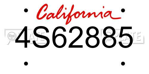 4S62885 California License Plate