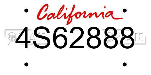 4S62888 California License Plate