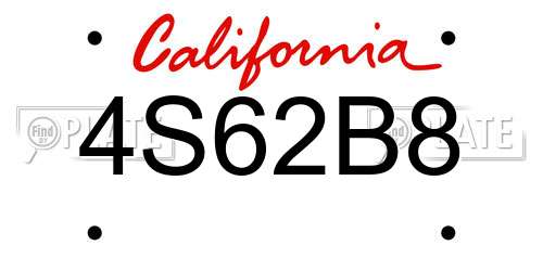 4S62B8 California License Plate