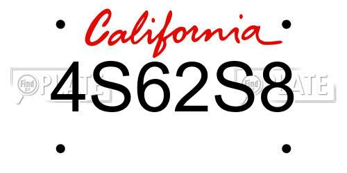 4S62S8 California License Plate