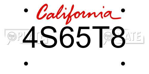 4S65T8 California License Plate