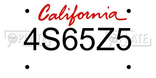 4S65Z5 California License Plate
