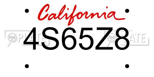 4S65Z8 California License Plate