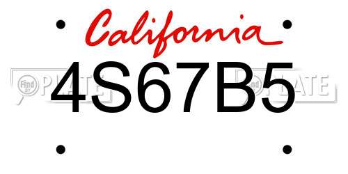 4S67B5 California License Plate