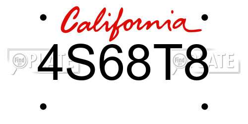 4S68T8 California License Plate
