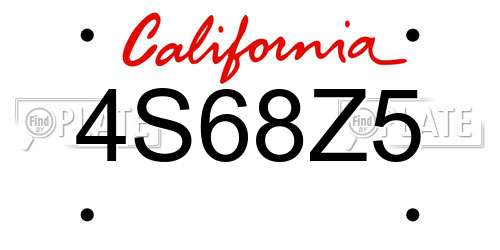 4S68Z5 California License Plate