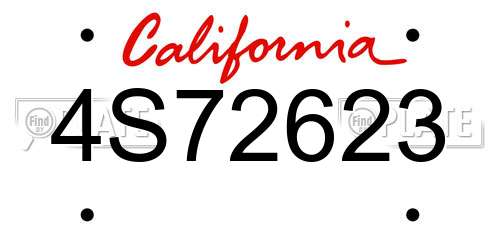 4S72623 California License Plate