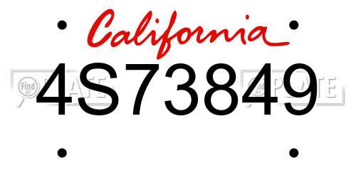 4S73849 California License Plate