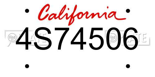 4S74506 California License Plate