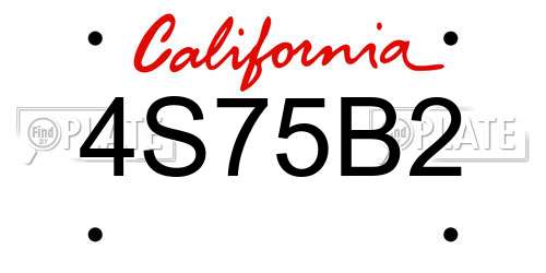 4S75B2 California License Plate