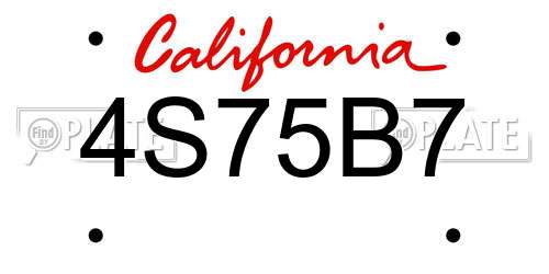 4S75B7 California License Plate