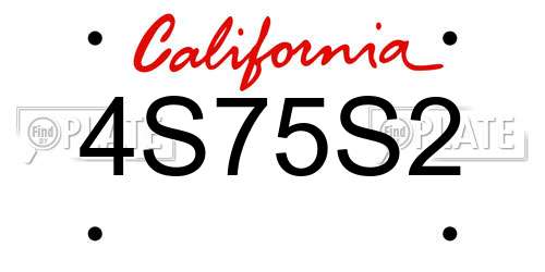 4S75S2 California License Plate