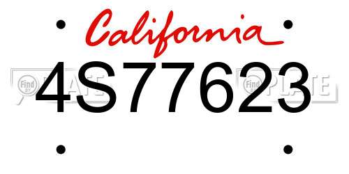 4S77623 California License Plate