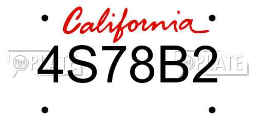 4S78B2 California License Plate