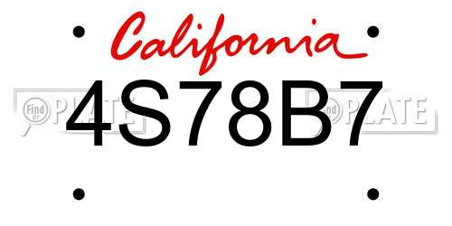 4S78B7 California License Plate
