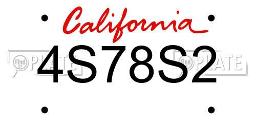 4S78S2 California License Plate