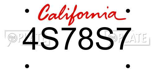 4S78S7 California License Plate