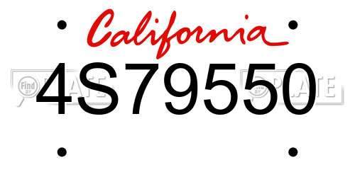 4S79550 California License Plate