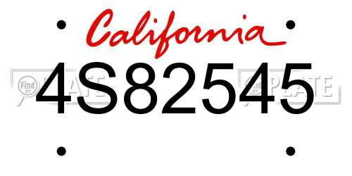 4S82545 California License Plate