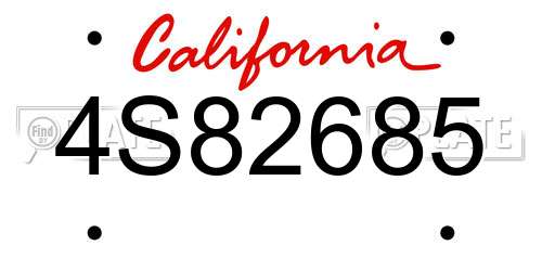 4S82685 California License Plate