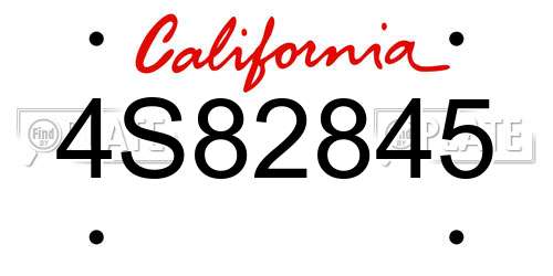 4S82845 California License Plate
