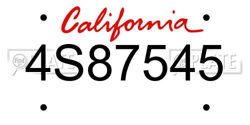 4S87545 California License Plate