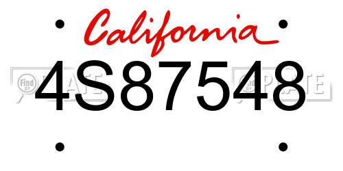 4S87548 California License Plate