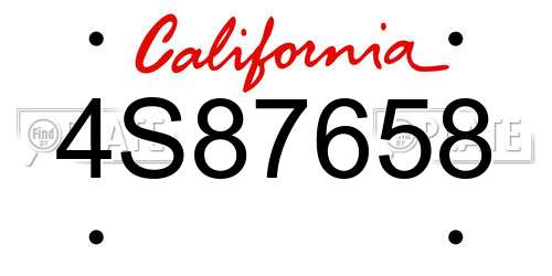 4S87658 California License Plate