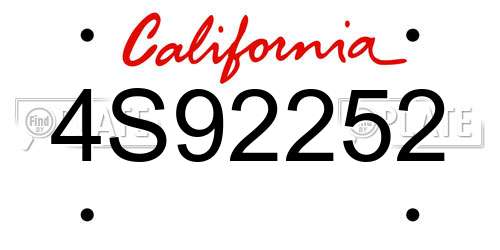 4S92252 California License Plate