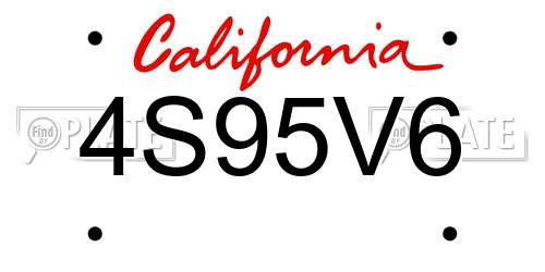 4S95V6 California License Plate