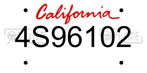 4S96102 California License Plate
