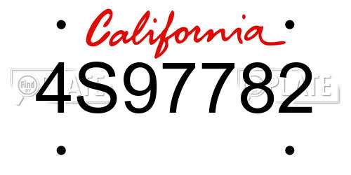 4S97782 California License Plate