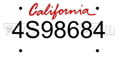 4S98684 California License Plate