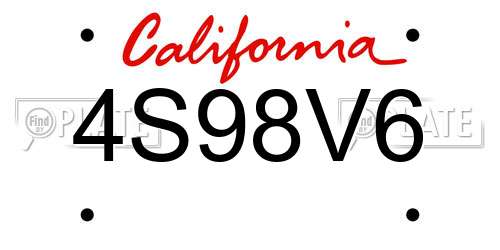 4S98V6 California License Plate