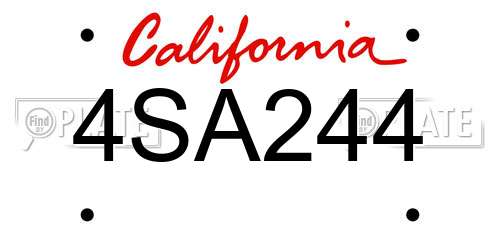 4SA244 California License Plate