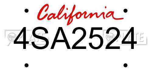 4SA2524 California License Plate