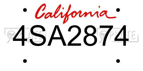 4SA2874 California License Plate