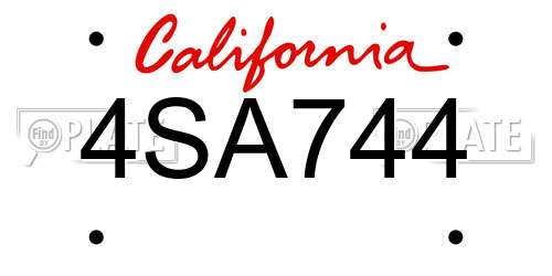 4SA744 California License Plate