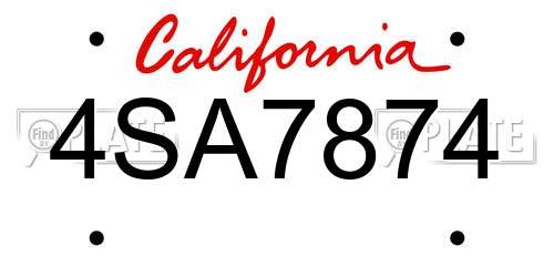 4SA7874 California License Plate