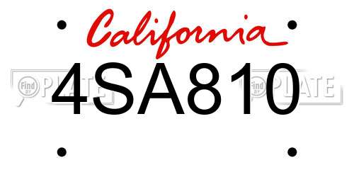 4SA810 California License Plate