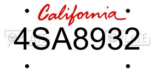 4SA8932 California License Plate