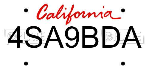 4SA9BDA California License Plate