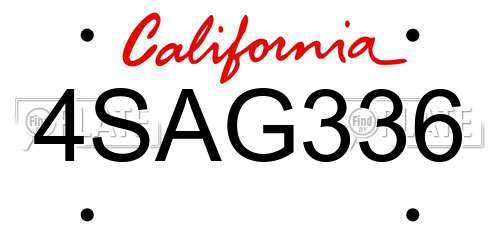 4SAG336 California License Plate