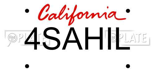 4SAHIL California License Plate