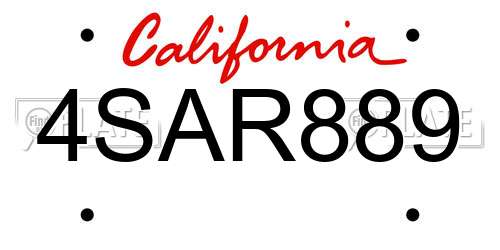 4SAR889 California License Plate