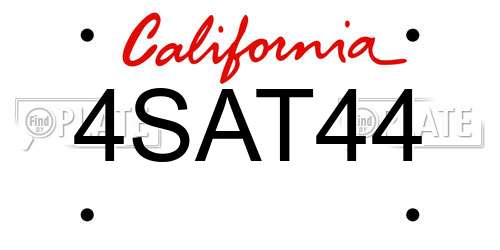 4SAT44 California License Plate