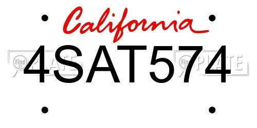 4SAT574 California License Plate